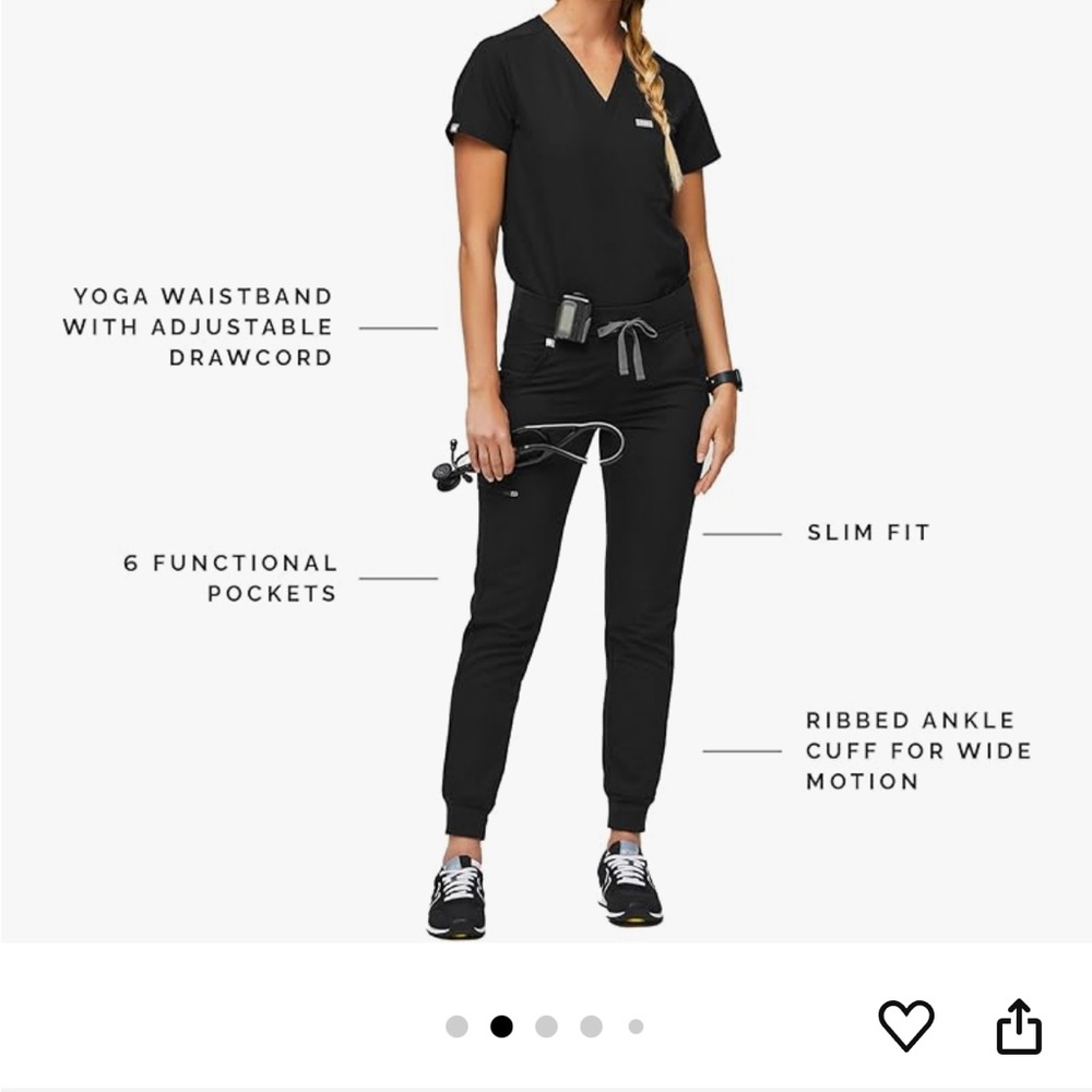 Black Slim Fit Scrub Set with Pockets